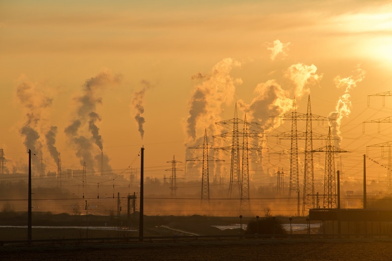 pollution-and-electricity-towers-climate-change